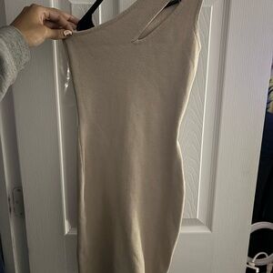 Elegant Beige One-Shoulder Dress